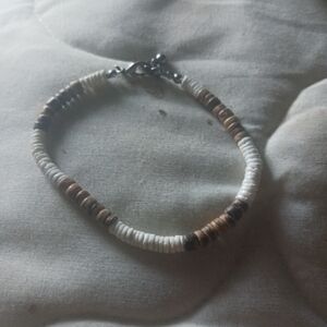 Elegant White and Brown Beaded Bracelet Or Anklet